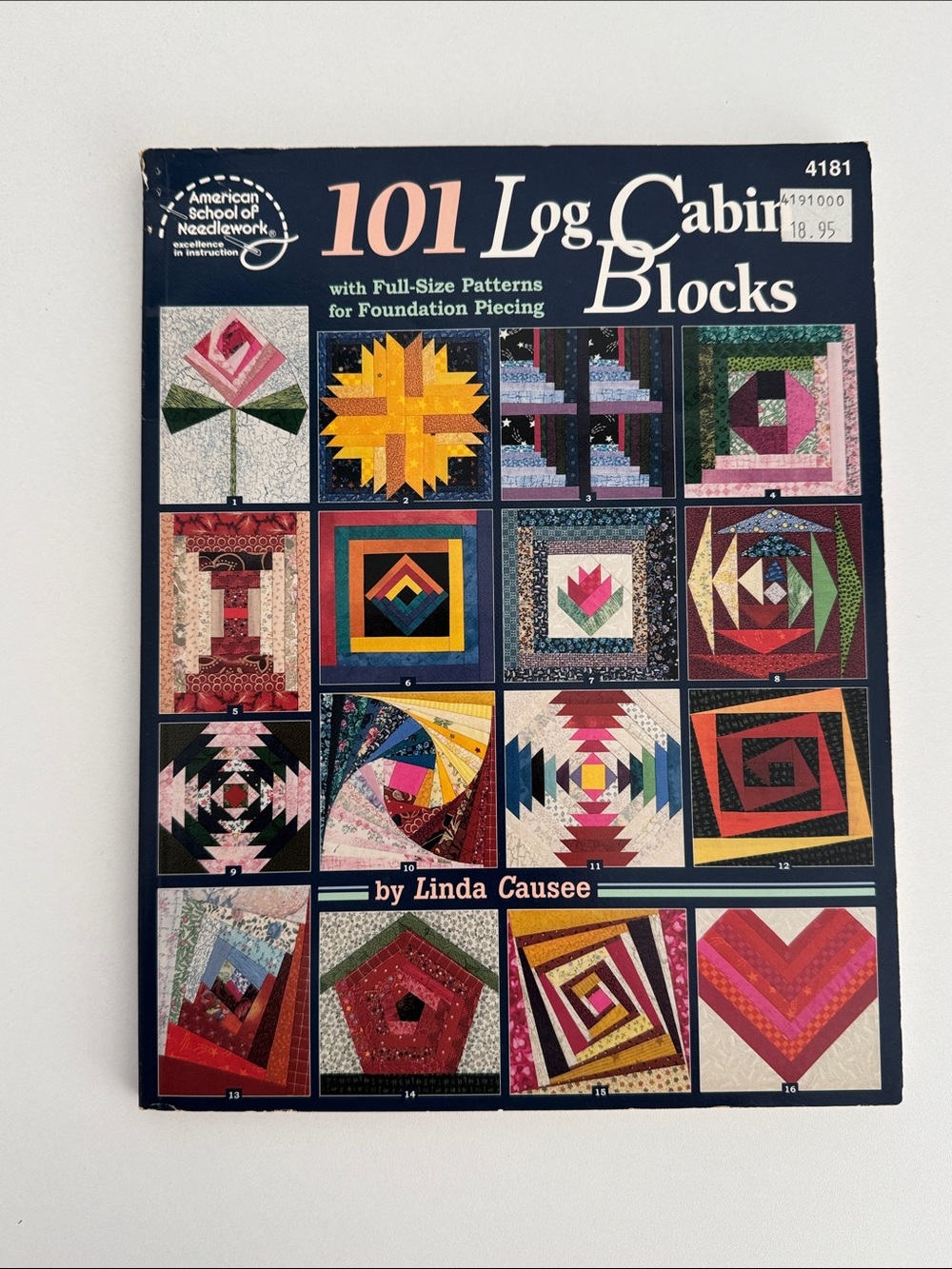 101 Log Cabin Blocks Quilting Book - Navy Cover